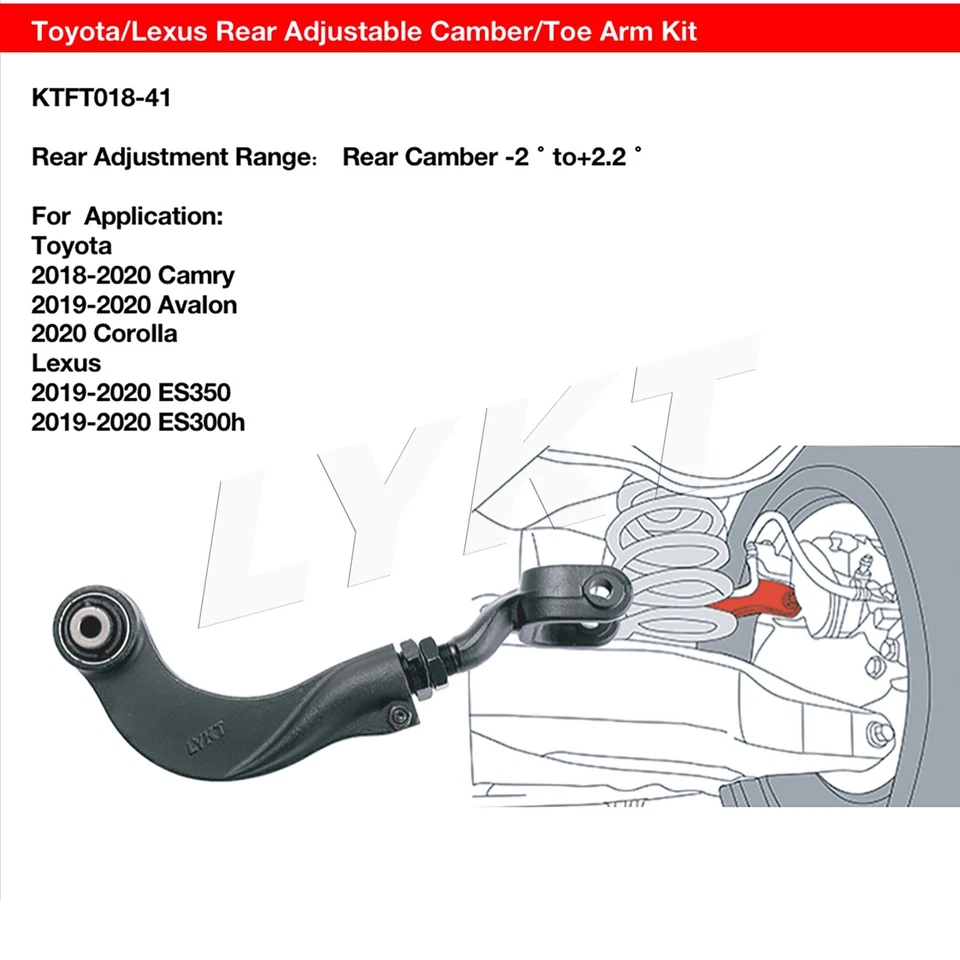 LYKT 4pcs Adjustable Rear Camber&Toe Kit for Toyota Camry、Avalon&LexusES350/300h - Image 3 of 4