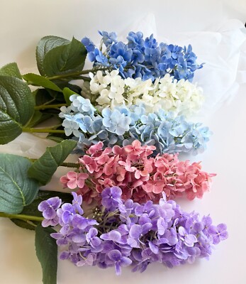 Real Touch Hydrangea Stem Hydrangeas Paniculata Candlelight Flowers Faux Silk x1
