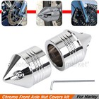 Chrome CNC Spike Front Axle Nut Cap Cover Kit For Harley Road Street Glide FLTR