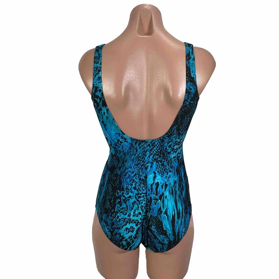 Traje de baño Miraclesuit azul estampado animal metálico talla 10 de una pieza traje de baño de colección Foto 2 de 4