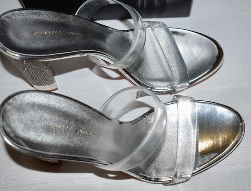 Womens Giuseppe Zanotti Silver Jelly Crystal Block Heels Sandals Size 42 / US 12 - Picture 5 of 12