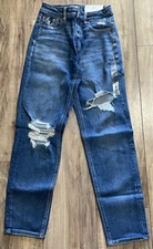 American Eagle Mom Straight Jean size 10 Cool Torn NO. 3683