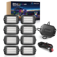 Offroad RGB-IC LED Rock Lights, 8 Pods Car Underglow Underbody Wheel Well Lights