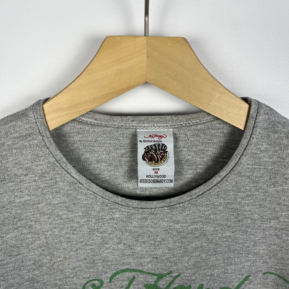 Vintage Ed Hardy Skulls Y2K Crazy Camiseta Manga Larga Gris Talla Mediana 00’... - Imagen 3 de 4