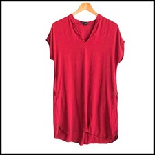 Madewell Red T-Shirt Dress V-Neck Casual Short Sleeve Pockets Size S