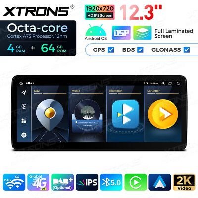 12.3'' 8-Core Android 14 4G WIFI Car Play GPS Stereo For BMW 3er E90 E91 E92 E93
