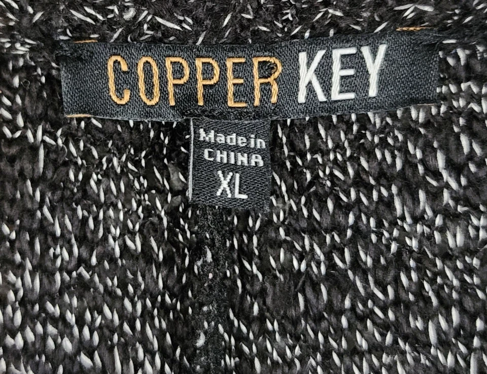 Cardigã feminino Copper Key suéter XLarge preto branco asteca casual aberto macio - Imagem 4 de 4