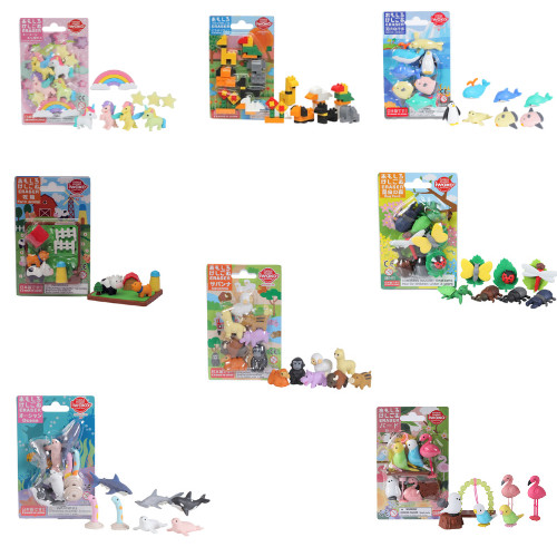 IWAKO Japanese Puzzle Eraser Rubbers Blister Set - Animals Collections