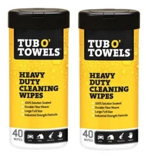 2 ~ Tub O' Towels Heavy Duty  Cleaning Wipes Fiber Weave 8 in. W X 7 in. L 40pk