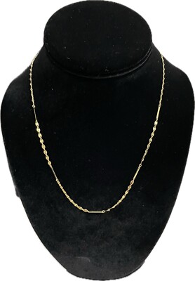14K Gold verdrehter Spiegel, dünnes Schlüsselbein, 18  Länge-Italien-Gold Halskette 4mm, neu