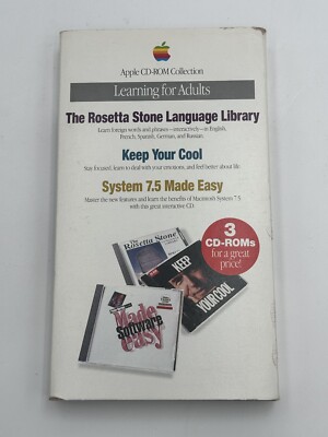 Apple 3 CD-ROM Collection Learning For Adults Rosetta Stone System 7.5 Made Easy