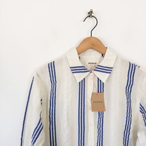 Boden Longline gestreiftes Shirt Gr. 12 weiß blau Baumwolle langarm NEU - Bild 5 von 23