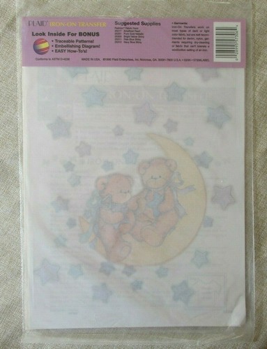 2 Vintage Plaid Little Ones Iron-on Transfers Children's Teddy Bear Themed New - Picture 3 of 5
