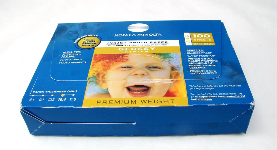 Konica Minolta 2 Packungen @ 100 10.2cm x 15.2cm Inkjet Foto Papier Glossy Open - Bild 2 von 4