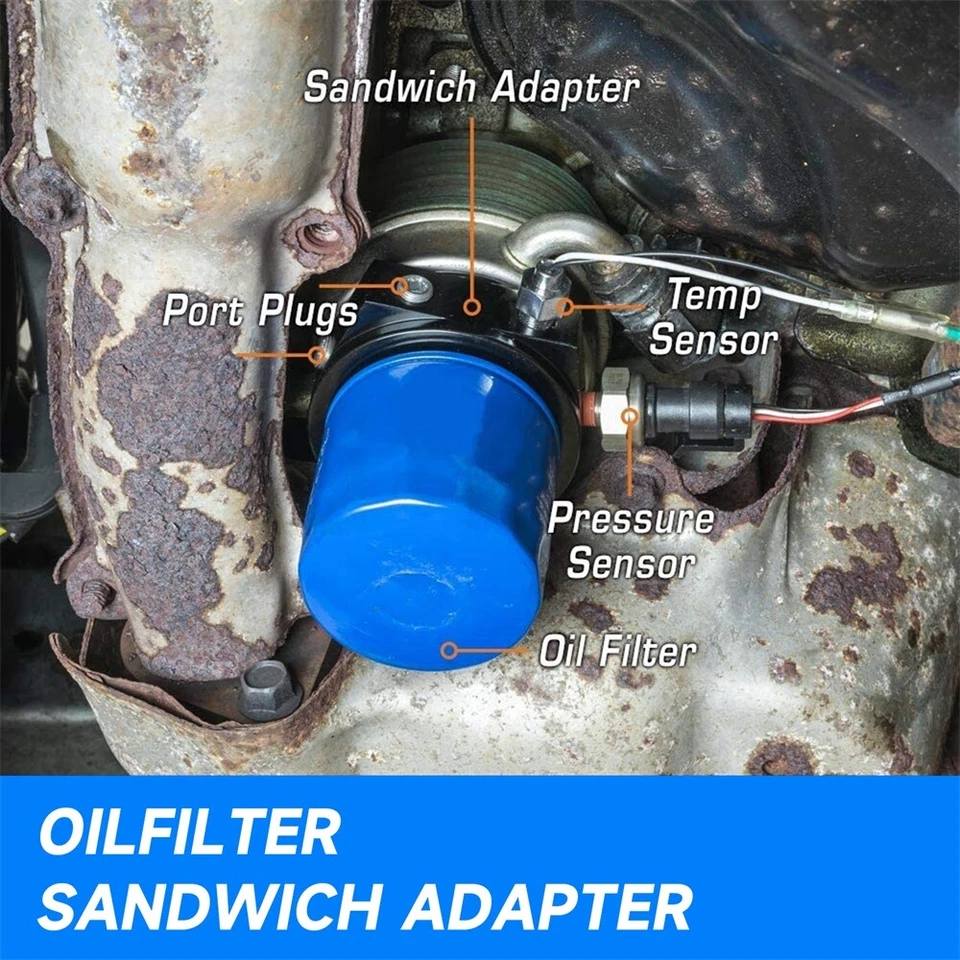 Filtro de aceite M20x1.5 medidor de presión de temperatura sensor adaptador placa sándwich azul Foto 4 de 4