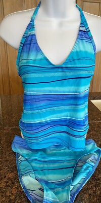 Costa del Sol Ladies Women s Tankini 2 Piece Swimsuit Size Large Tropical Blue