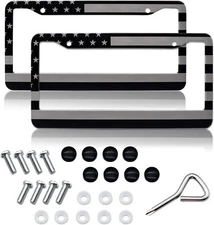 2x Metal For Toyota US Flag Car License Plate Frame Front Rear Cover Accessories