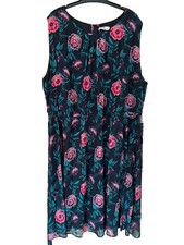 Sheego @ kaleidoscope Plus Size 28 30 Black Floral Print Summer DRESS Holiday