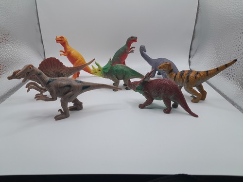 Lot of (8) Plastic Dinosaur Toys - various types and colors - Picture 1 of 9