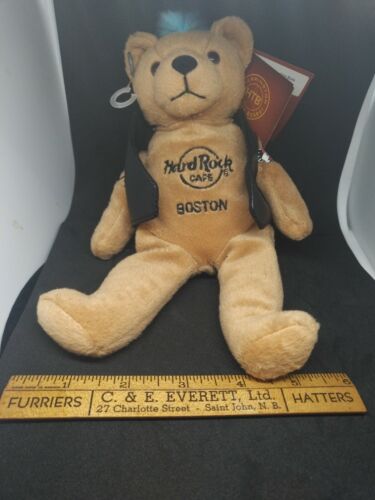 2011 HARD ROCK CAFE Boston Plush Teddy  BEAR PUNK ROCK LEATHER  Original Tags