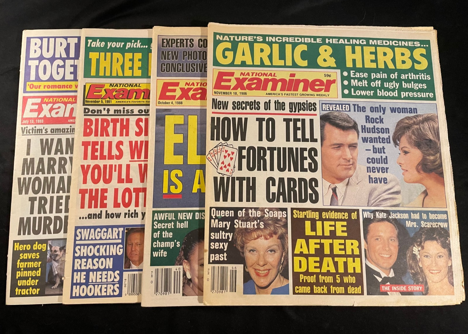 NATIONAL EXAMINER Nov. 18, 1986, Oct. 4, 1988, Nov. 5, 1991, July 13, 1993