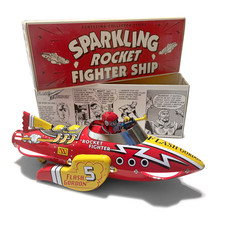 Schylling FLASH GORDON Sparkling Tin Friction Powered Rocket Ship Replica 2004