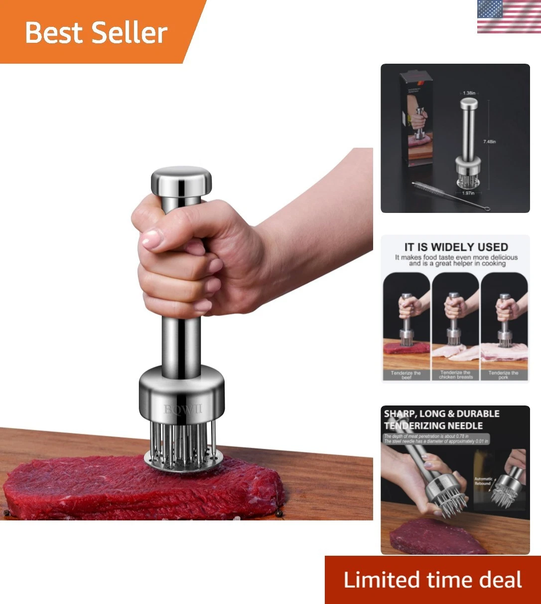 Stainless Steel Meat Tenderizer Tool with 21 Sharp Needles - A Meat Tenderize...
Opens in a new wind