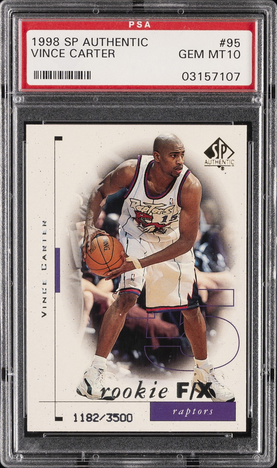 1998 SP AUTHENTIC #95 VINCE CARTER ROOKIE RC #/3500 PSA 10