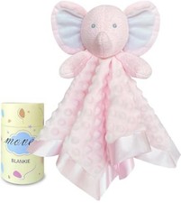 NEW Baby Newborn Security Blanket Lovey Silky Soft Minky Pink Elephant 16 Inch