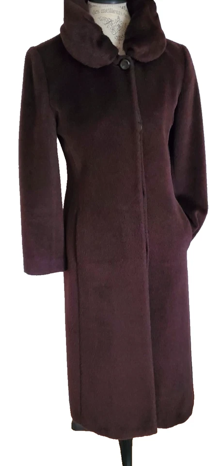 CINZIA ROCCA Coat Women's 4 (IT 40) Long Brown Piacenza Baby Llama Wool Italy - Image 3 of 4