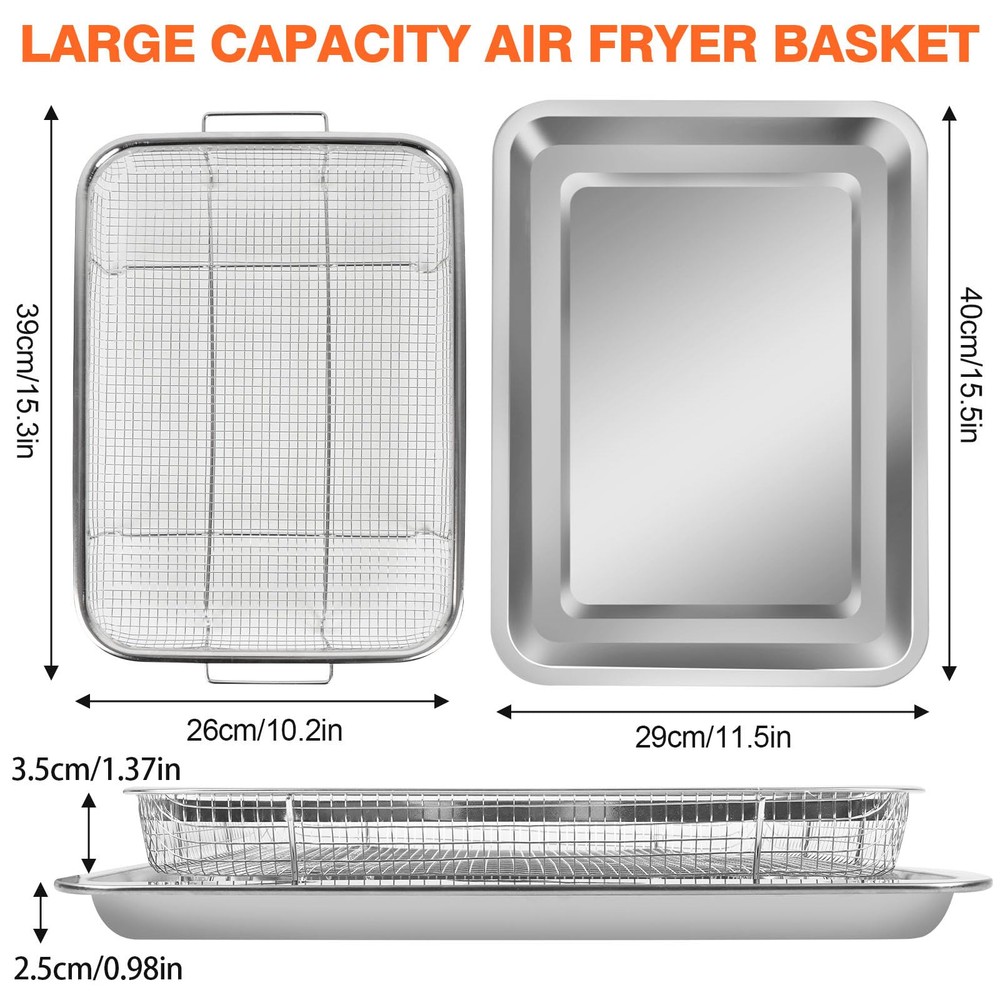 Stainless Steel 15x11 Inch Air Fryer Basket for Oven – Essential Accessory