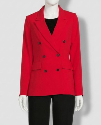 DKNY Women's Red Double-Breasted Long-Sleeve Blazer Jacket Petite Size 14P