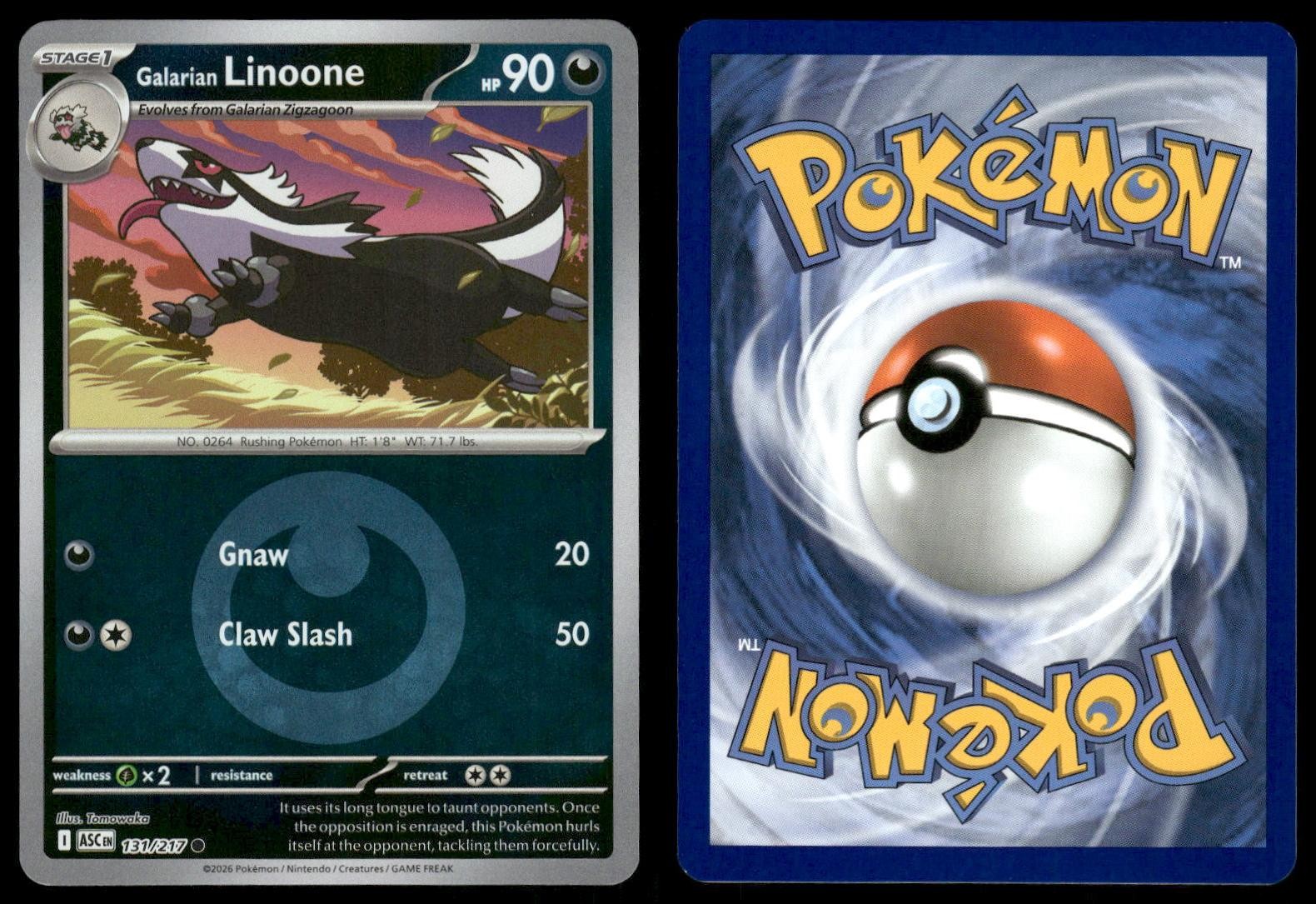 GALARIAN LINOONE (ENERGY SYMBOL PATTERN) 131/217 ASCENDED HEROES POKEMON NM