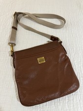 Ralph Lauren Crossbody Shoulder Handbag Bag Brown Logo Adjustable Strap Gold EUC