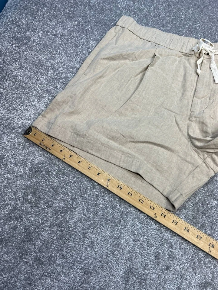 Pantalones Cortos Bonobos Mujer XXL Beige Espiga Algodón Elastizados Tiro Alto Cordón Foto 3 de 4