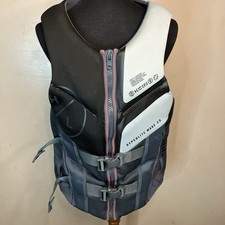 HyperLite Wake Co Black Gray 2 Buckle Zipper Life Jacket Vest Adult Large