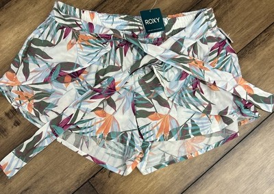 Roxy Lemon Chill Shorts - Bright White Floral Of Paradise - New