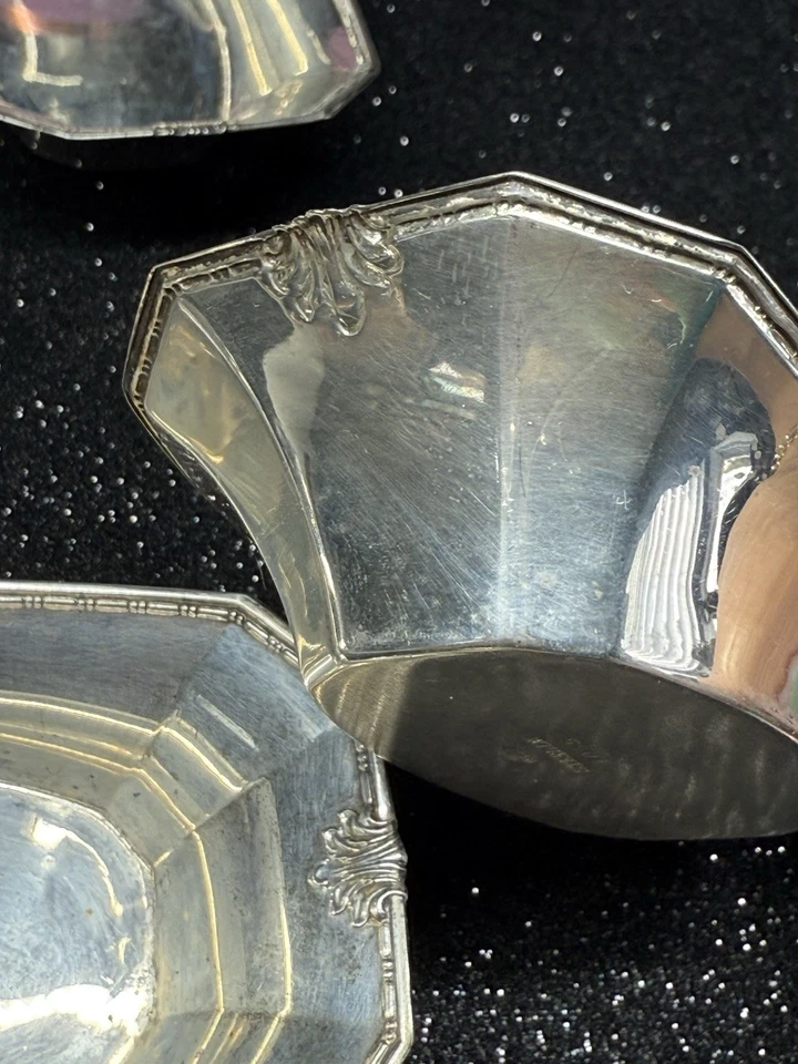 Juego de 6 platos de nuez de plata esterlina Watson #1065 corona con marca de león, 4,3 oz Foto 2 de 4