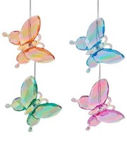 Kurt Adler Set Of 4 Butterfly Ornaments Os