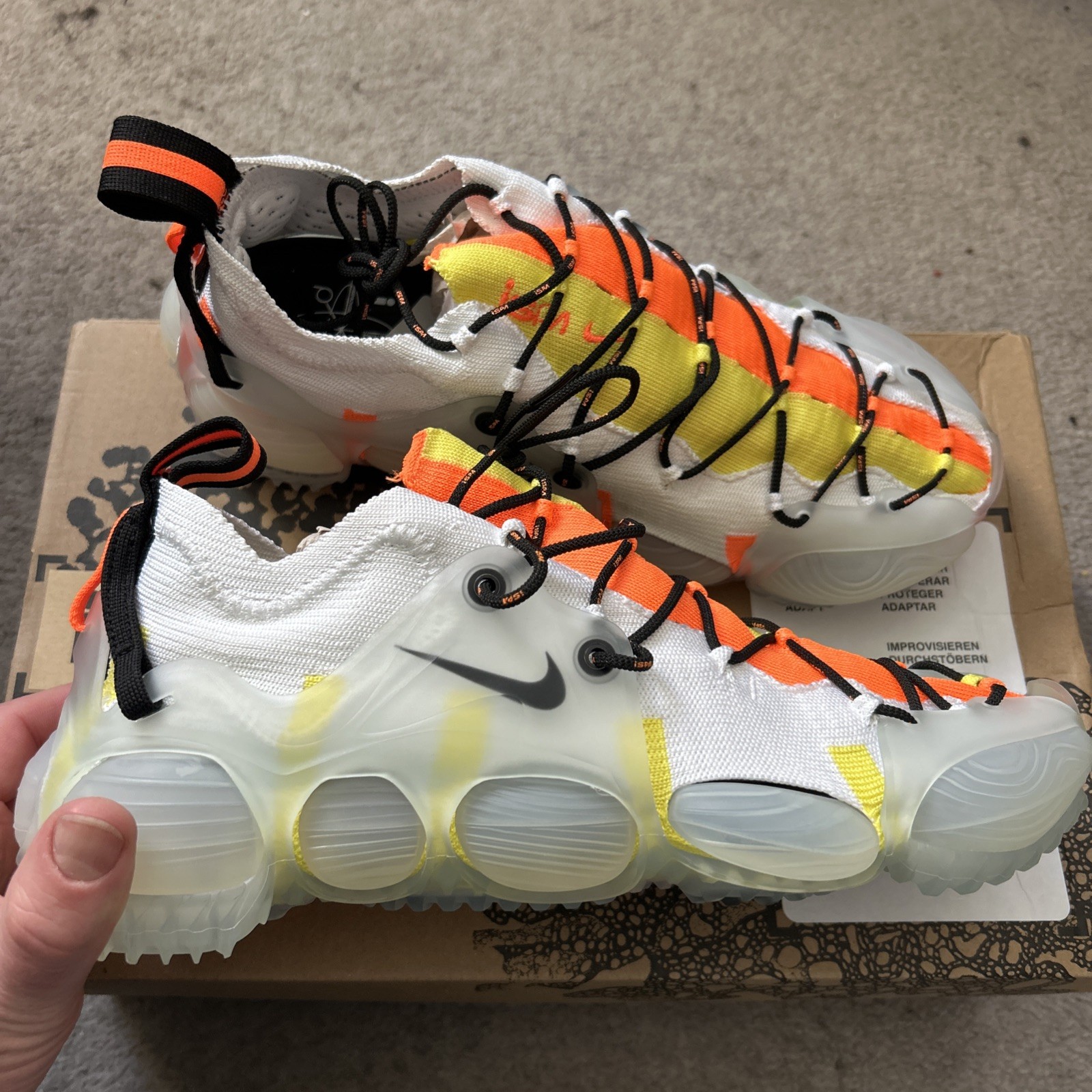 Nike ISPA Link Axis White Total Orange Yellow FZ3507-100 Mens Size S8-9 with bag