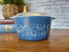 Vintage Pyrex Colonial Mist 473-B 1 Qt  Casserole Dish w/ Lid Blue