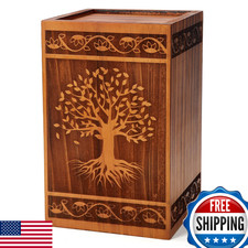 LINES ARTE Wooden Cremation Urn for Human Ashes - Adult, Large, Handmade Wood