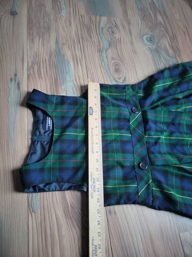 School Uniform Jumper Dress Lands End Girls Plaid Hunter Green Navy Plaid Sz 10 - Picture 9 of 10
