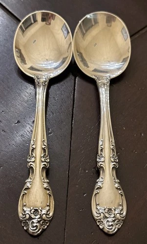 Melrose by Gorham Sterling Silver Round Bowl 2 Cream Soup Spoons (83 Grams)