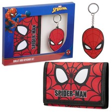 Marvel Boys Spiderman Wallet And Keyring Set Accessory Coin Pouch Card Slots