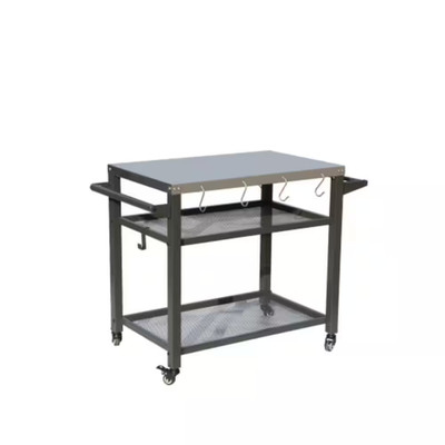 3-Shelf Outdoor Grill Table Grill Cart Food Prep Table Blackstone Table with Whe