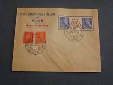 FRANCE LETTRE DE L'EXPOSITION PHILATELIQUE DE DIJON 1942 . BON ETAT