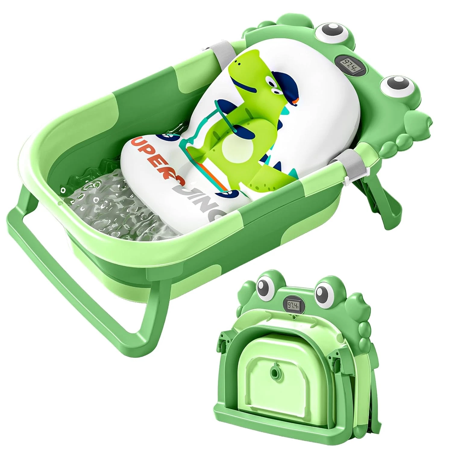 Collapsible Baby Bathtub with Thermometer Soft Cushion Foldable 0-36M DarkGreen
Opens in a new windo