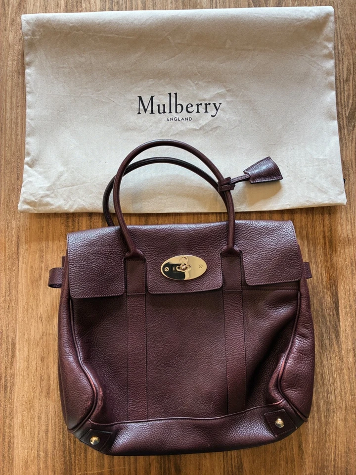 Mulberry Leather Bayswater  Bag Aubergine Colour  Genuine Authentic, photo 1 of 5