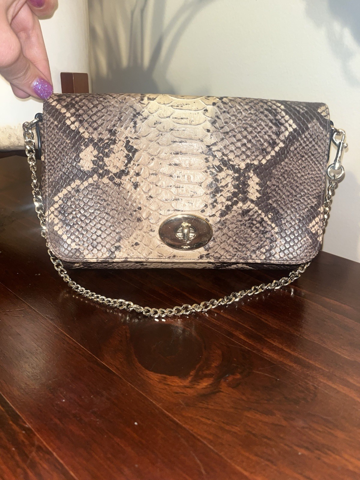 Coach Snake Print Python Embossed Mini Ruby Cross… - image 1